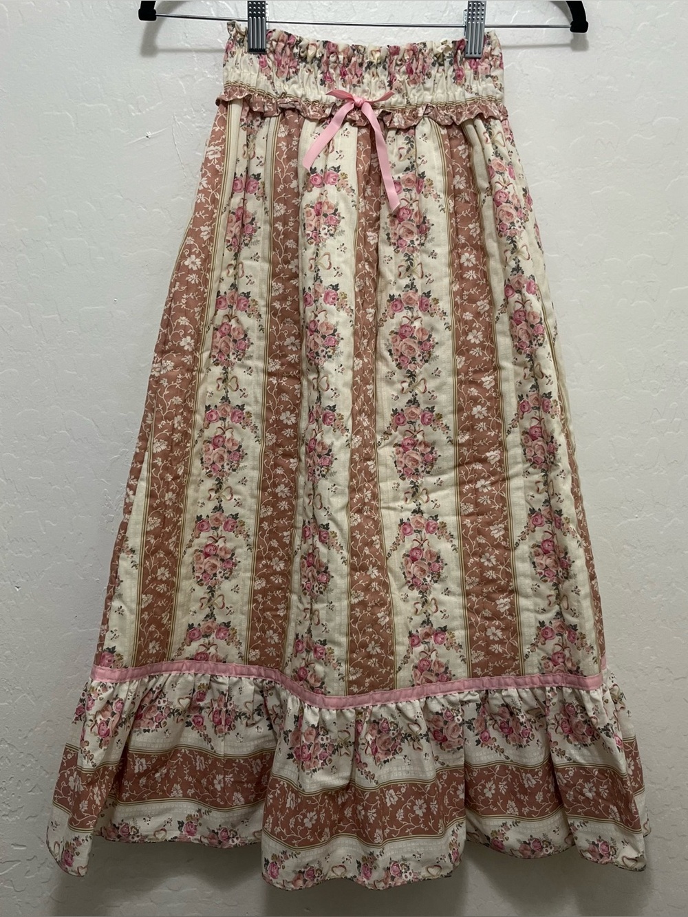 VTG Her Majesty Girls Size 7 Cottagecore Prairie Skirt Floral Ribbon Coquette